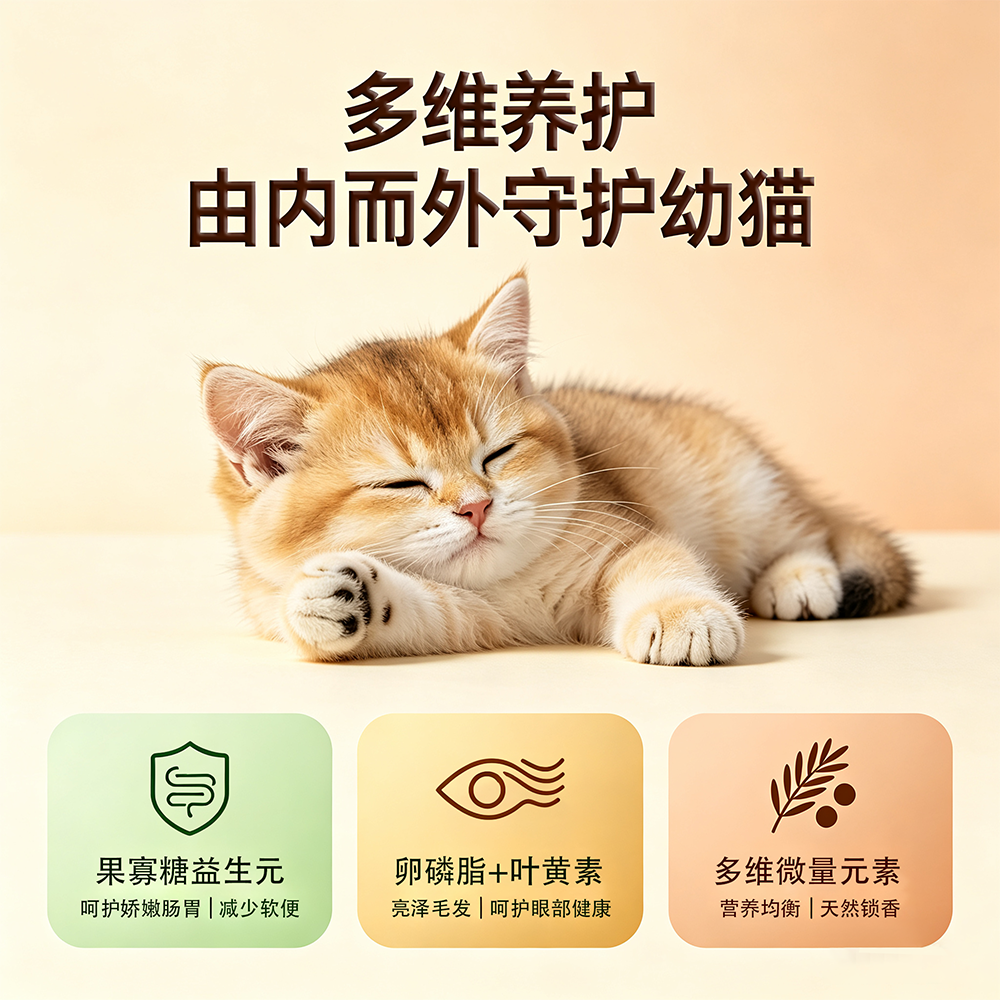 幼猫与陪陪猫幼猫猫粮的温馨画面
